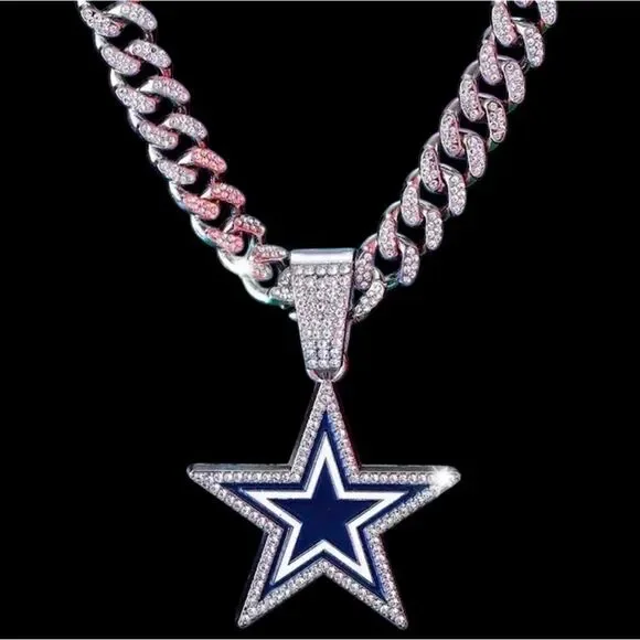 NFL Dallas Cowboys Necklace & Chain‎ Pendant Iced Bling Fan - Picture 2 of 4